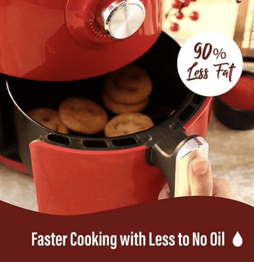 Wonderchef Crimson Edge Air Fryer for Home and Kitchen|1.8 Litres Non-stick Basket| Fry, Grill, Bake & Roast| Rapid Air Technology| Timer & Temperature Control| Auto Shut-Off| Healthy Cooking with 99% less Fat| Sleek & Compact| 1000 Wattage| Red |2 Year Warranty - Image 2